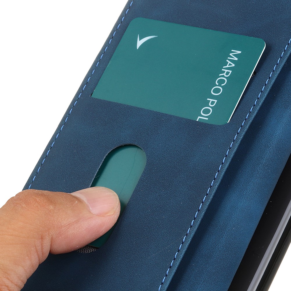 KHAZNEH For Xiaomi Redmi Note 11 4G (Qualcomm)/Note 11S 4G Vintage Leather Shockproof Wallet Case Phone Stand Cover - Blue-7