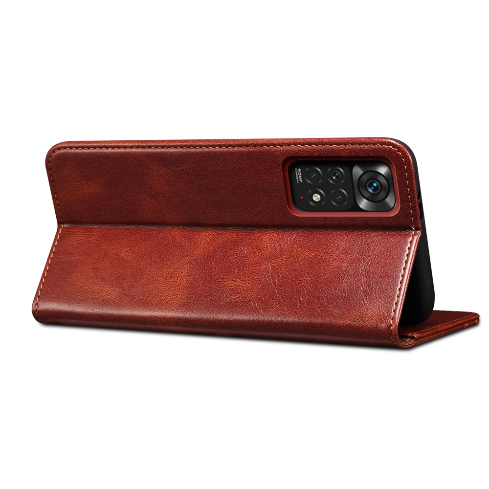 For Xiaomi Redmi Note 11 Pro 5G (Qualcomm) / Note 11 Pro 4G (MediaTek) Folio Stand Wallet Case Waxy Crazy Horse Texture PU Leather Magnetic Absorption Cover - Brown-6