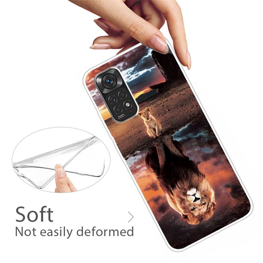 For Xiaomi Redmi Note 11S 4G / Redmi Note 11 4G (Qualcomm) Pattern Printing Case Cute Fashion IMD Design Flexible Slim TPU Cover - Lion-3