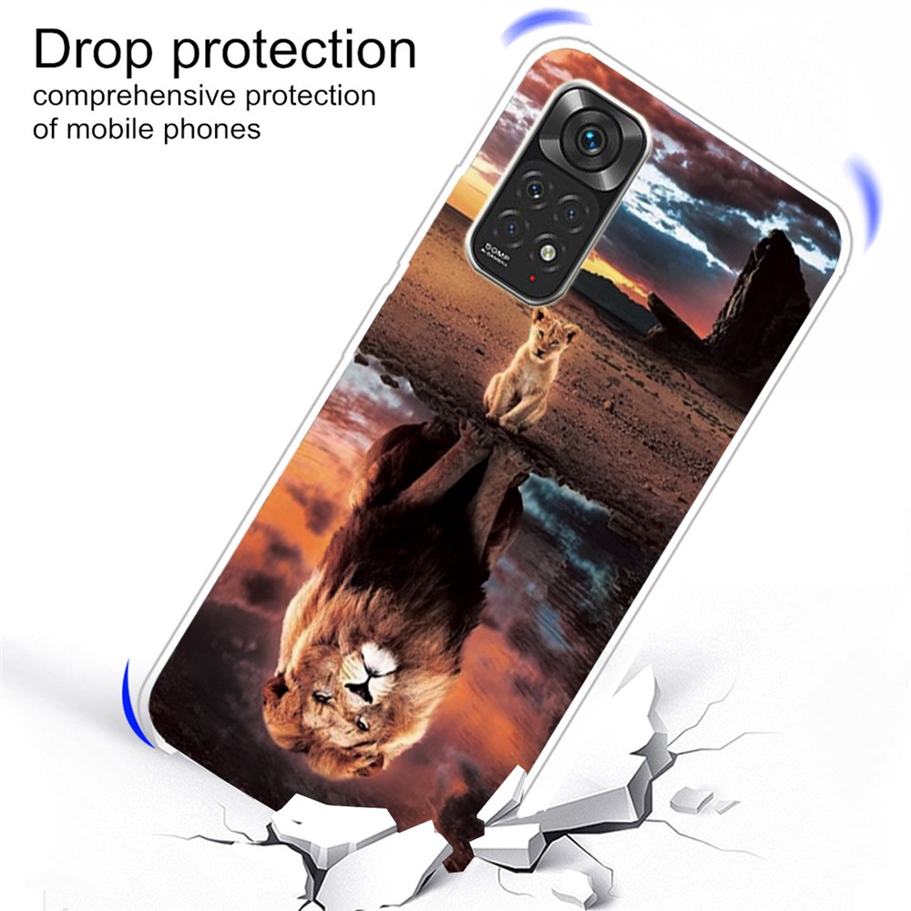 For Xiaomi Redmi Note 11S 4G / Redmi Note 11 4G (Qualcomm) Pattern Printing Case Cute Fashion IMD Design Flexible Slim TPU Cover - Lion-4