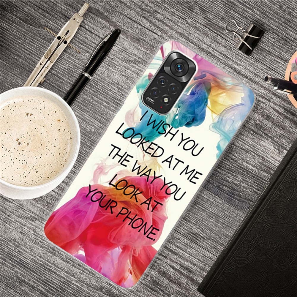 For Xiaomi Redmi Note 11S 4G / Redmi Note 11 4G (Qualcomm) IMD Pattern Printing Fashion Design Shockproof Anti-Scratch TPU Case - Looked at Me-2