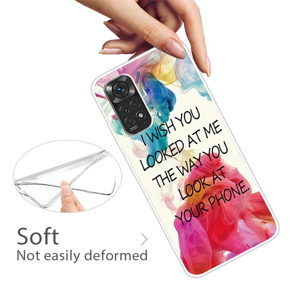 For Xiaomi Redmi Note 11S 4G / Redmi Note 11 4G (Qualcomm) IMD Pattern Printing Fashion Design Shockproof Anti-Scratch TPU Case - Looked at Me-3