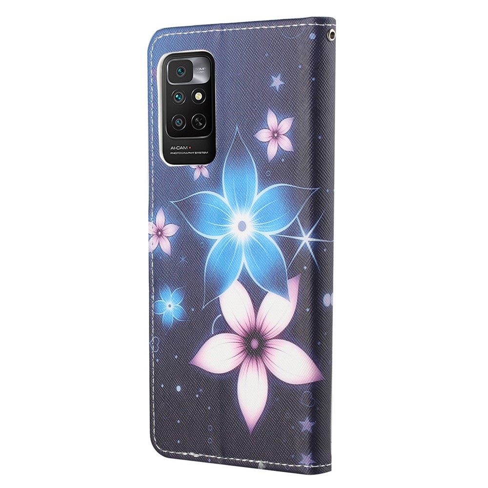 For Xiaomi Redmi Note 11 4G (Qualcomm) / Redmi Note 11S 4G PU Leather Pattern Printing Phone Cover Cross Texture Stand Wallet Magnetic Shockproof Case with Strap - Flowers-3