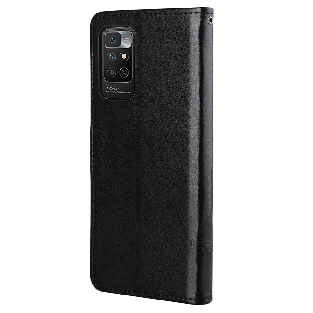 For Xiaomi Redmi Note 11 4G (Qualcomm) / Redmi Note 11S 4G Butterfly Flower Imprinted PU Leather Wallet Flip Case Stand Magnetic Closure Shockproof Phone Cover with Strap- Black-3