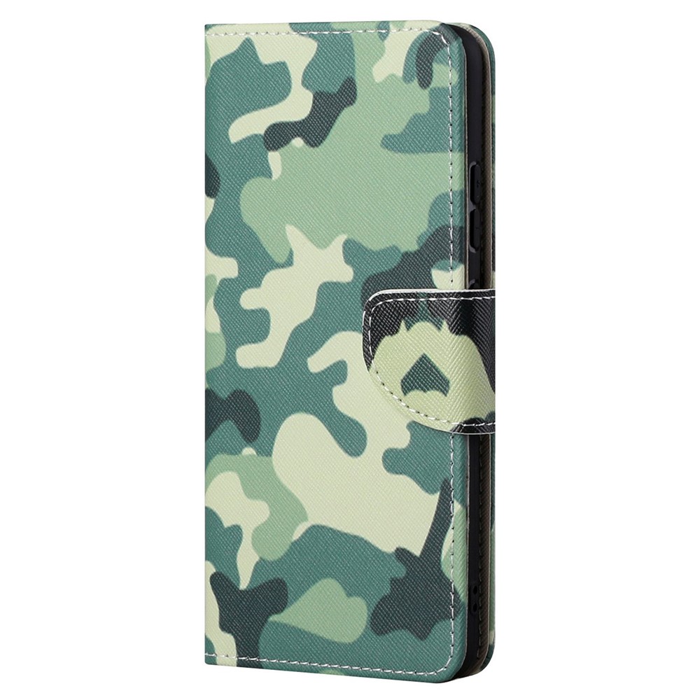 For Xiaomi Redmi Note 11 4G (Qualcomm) / Redmi Note 11S 4G Cross Texture PU Leather Phone Case Stand Magnetic Flip Pattern Printing Cover - Camouflage-2