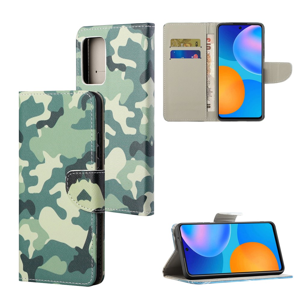 For Xiaomi Redmi Note 11 4G (Qualcomm) / Redmi Note 11S 4G Cross Texture PU Leather Phone Case Stand Magnetic Flip Pattern Printing Cover - Camouflage-6