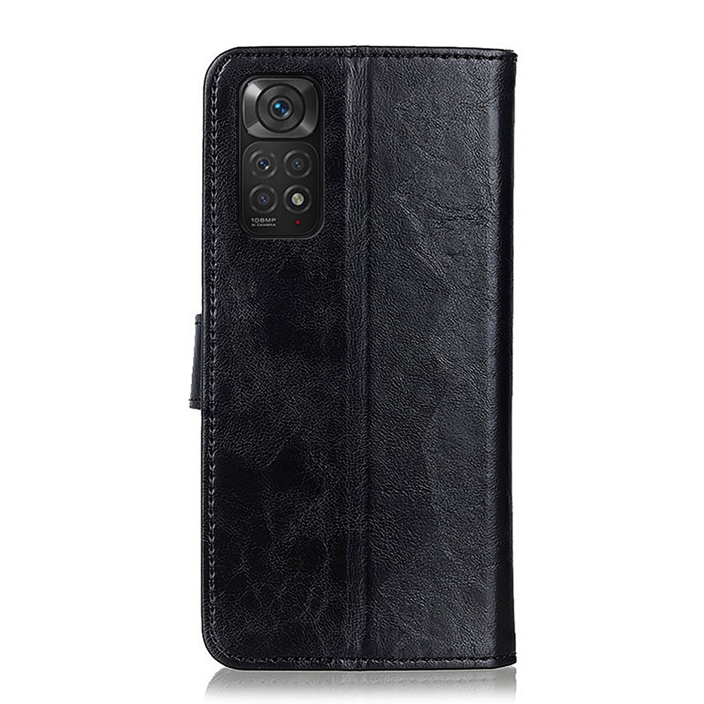 For Xiaomi Redmi Note 11S 4G / Redmi Note 11 4G (Qualcomm) Textured PU Leather Flip Cover Stand Wallet Shockproof Folding Case - Black-3