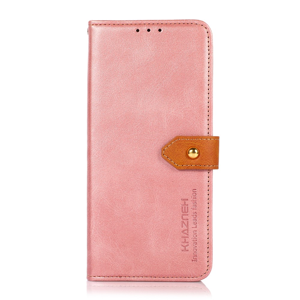 KHAZNEH for Xiaomi Redmi Note 11S 4G/Redmi Note 11 4G (Qualcomm) Dual-color Design Golden Magnetic Clasp Anti-drop PU Leather Stand Flip Cell Phone Case Cover with Wallet - Rose Gold-2