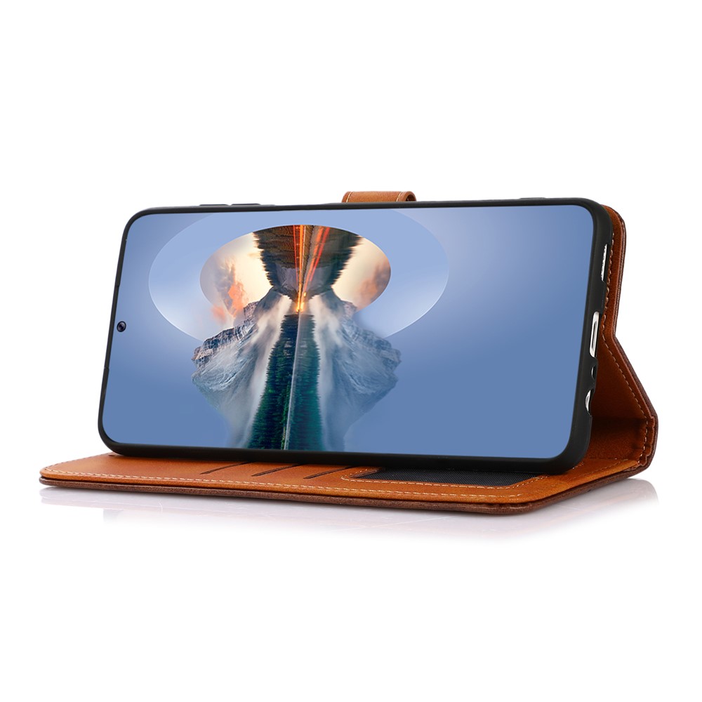 KHAZNEH for Xiaomi Redmi Note 11S 4G/Redmi Note 11 4G (Qualcomm) Dual-color Design Golden Magnetic Clasp Anti-drop PU Leather Stand Flip Cell Phone Case Cover with Wallet - Rose Gold-5