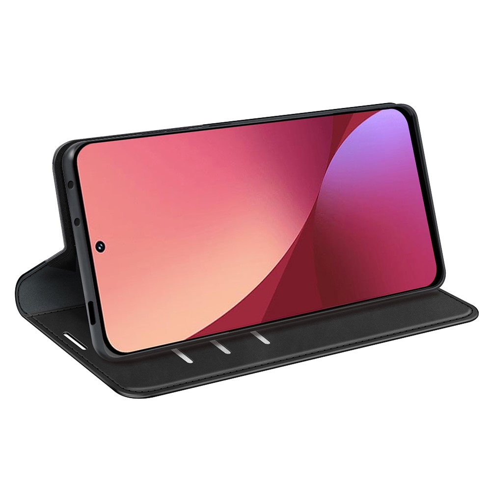 For Xiaomi 12 Pro Skin-touch Feeling PU Leather Wallet Stand Case Magnetic Auto Closing Phone Cover - Black-5