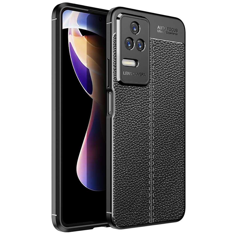 For Xiaomi Redmi K50 Phone Case Litchi Texture Anti-Fingerprint Flexible TPU Protective Cover - Black-1