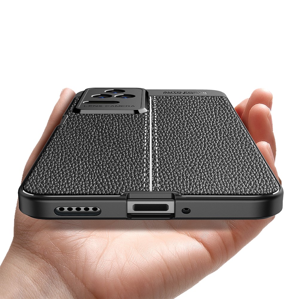 For Xiaomi Redmi K50 Phone Case Litchi Texture Anti-Fingerprint Flexible TPU Protective Cover - Black-2