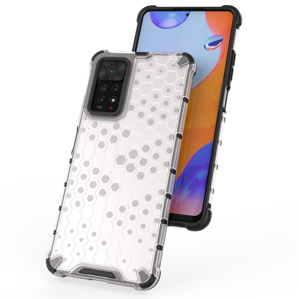 For Xiaomi Redmi Note 11 Pro 5G (Qualcomm)/Note 11 Pro 4G (MediaTek) Honeycomb Textured Soft TPU + Hard PC Phone Case Hybrid Protective Cover - Grey-6