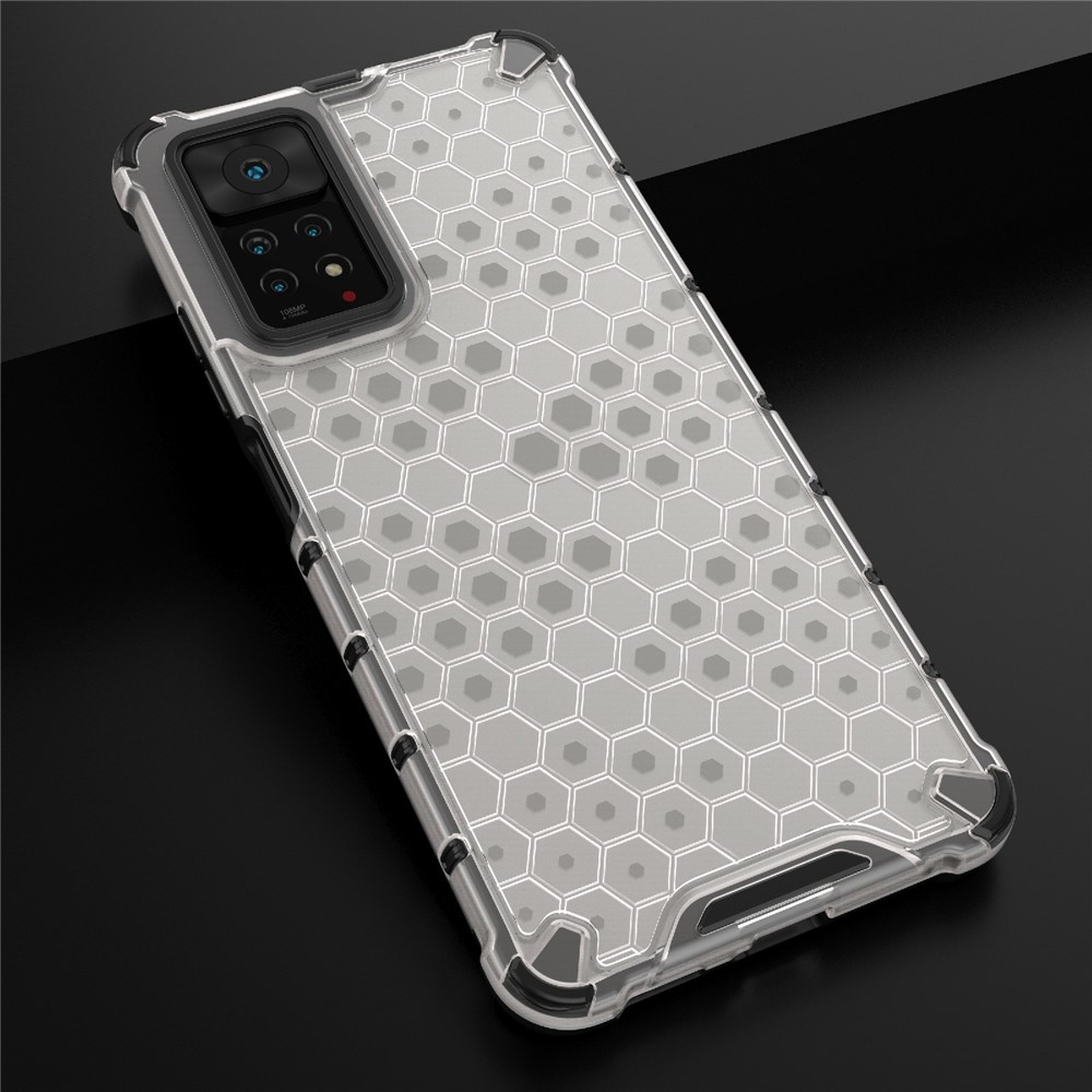 For Xiaomi Redmi Note 11 Pro 5G (Qualcomm)/Note 11 Pro 4G (MediaTek) Honeycomb Textured Soft TPU + Hard PC Phone Case Hybrid Protective Cover - Grey-8