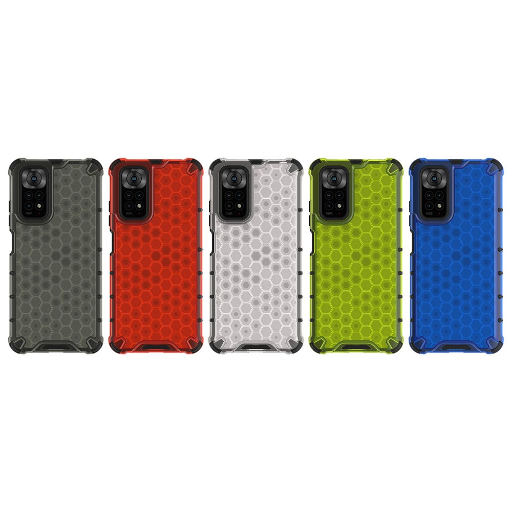 For Xiaomi Redmi Note 11 4G (Qualcomm)/Note 11S 4G Soft TPU + Hard PC Case Honeycomb Textured Anti-scratch Phone Cover - Grey-11