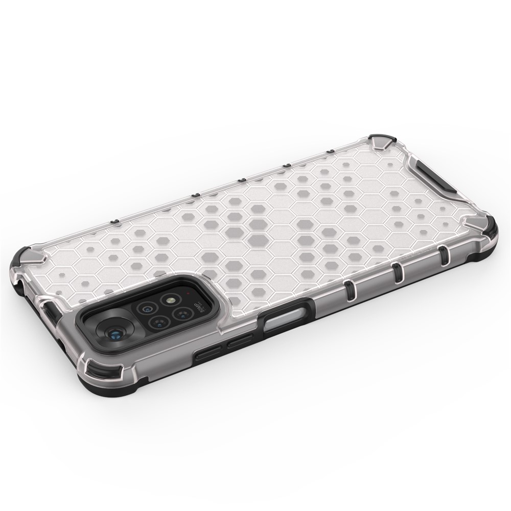 For Xiaomi Redmi Note 11 4G (Qualcomm)/Note 11S 4G Soft TPU + Hard PC Case Honeycomb Textured Anti-scratch Phone Cover - Grey-3