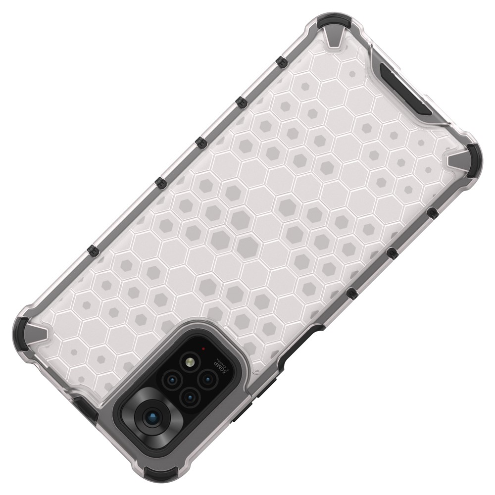 For Xiaomi Redmi Note 11 4G (Qualcomm)/Note 11S 4G Soft TPU + Hard PC Case Honeycomb Textured Anti-scratch Phone Cover - Grey-5
