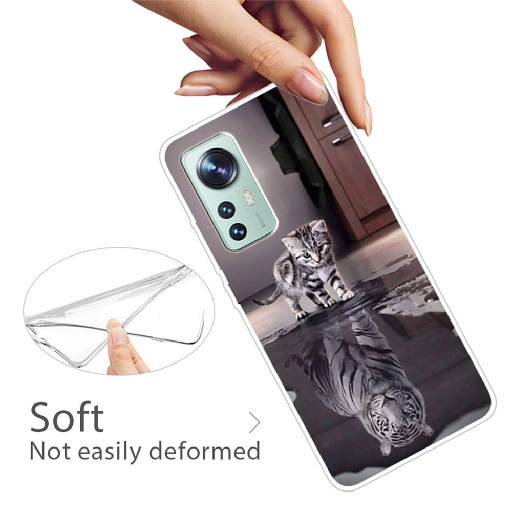 For Xiaomi 12/2X Drop Protection IMD TPU Phone Case Pattern Printing Protective Cover - Cat and Tiger-3