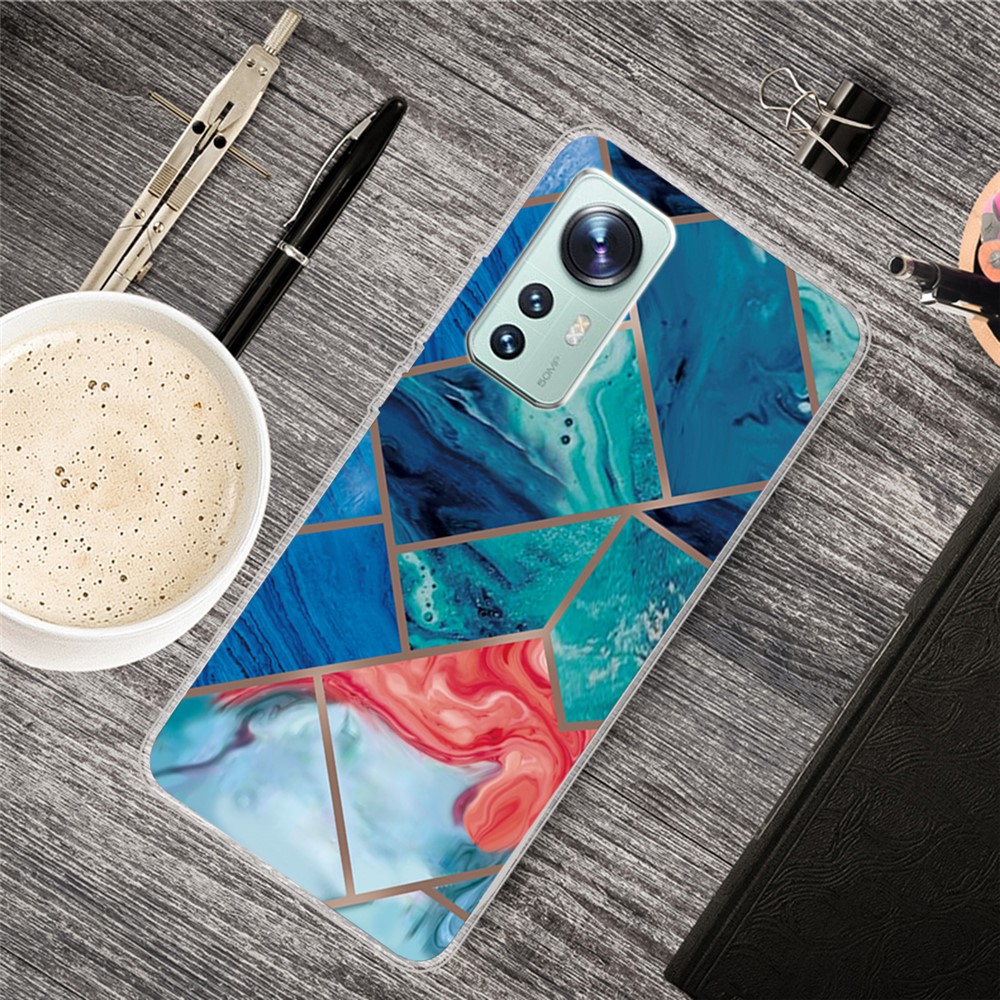 For Xiaomi 12/12X Series B Marble Pattern Printing Shockproof TPU Cover Slim Phone Case - Style A-2