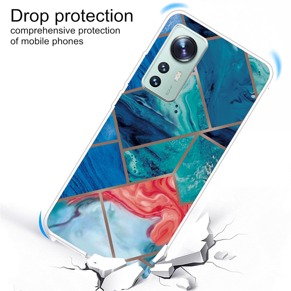 For Xiaomi 12/12X Series B Marble Pattern Printing Shockproof TPU Cover Slim Phone Case - Style A-4
