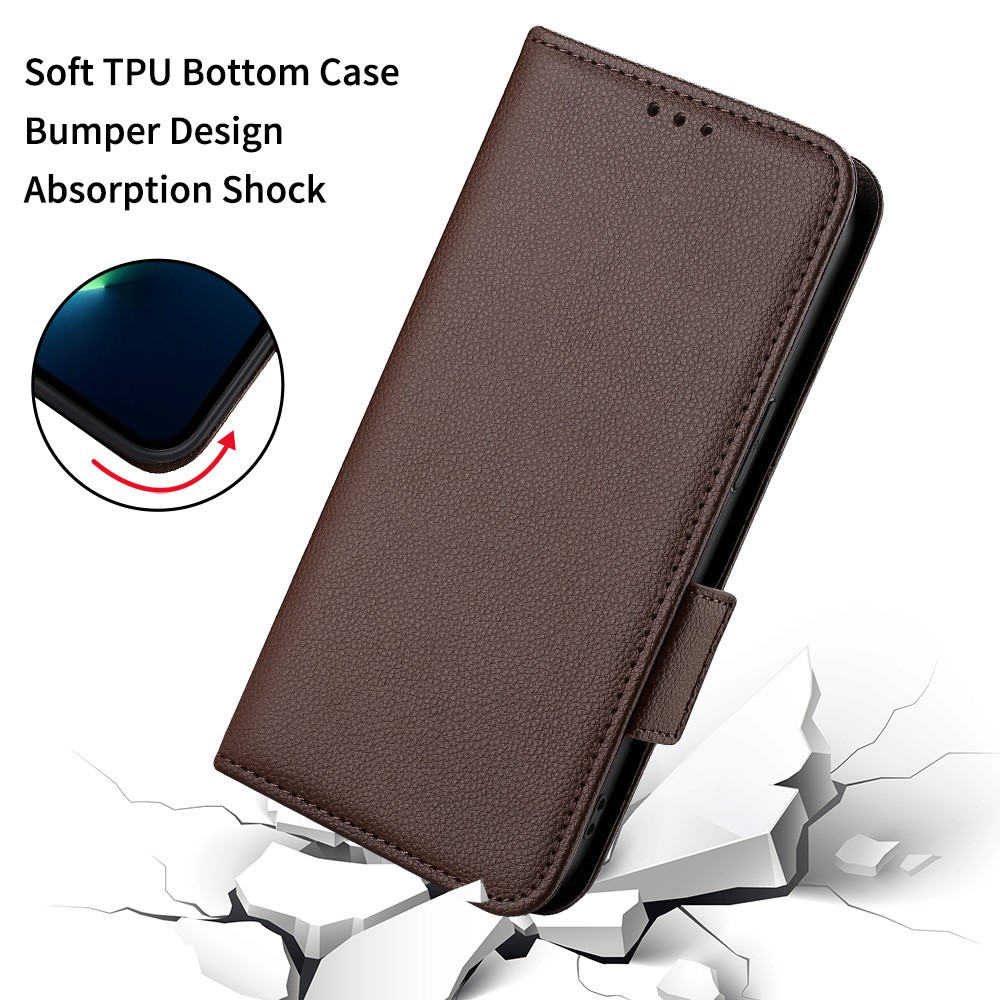 For Xiaomi Redmi Note 11 4G (Qualcomm) / Redmi Note 11S 4G Litchi Texture PU Leather Wallet Case Stand Magnetic Closure Shockproof Phone Cover - Brown-7