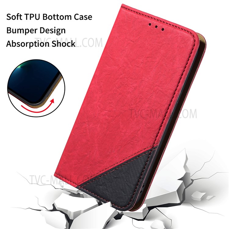 For Xiaomi Poco X3 NFC / Poco X3 / Poco X3 Pro Business Splicing PU Leather Phone Case Magnetic Absorption Horizontal Flip Wallet Cover - Red-7