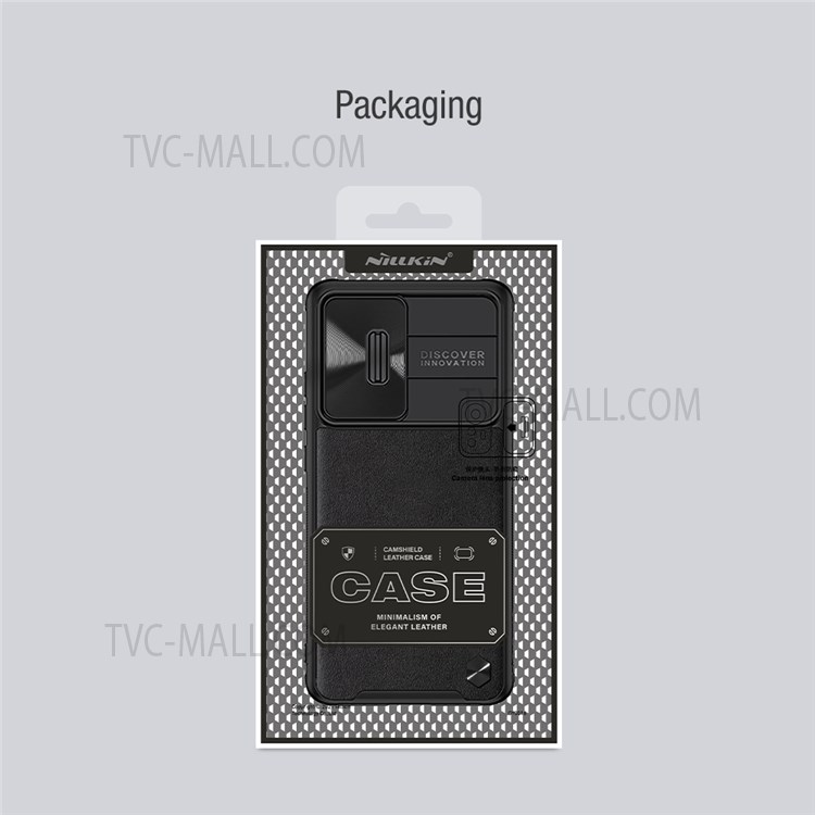 NILLKIN for Xiaomi 12 / 12X Phone Protector PU Leather Coated Hard PC + Soft TPU Protective Case with Slide Camera Cover - Purple-11