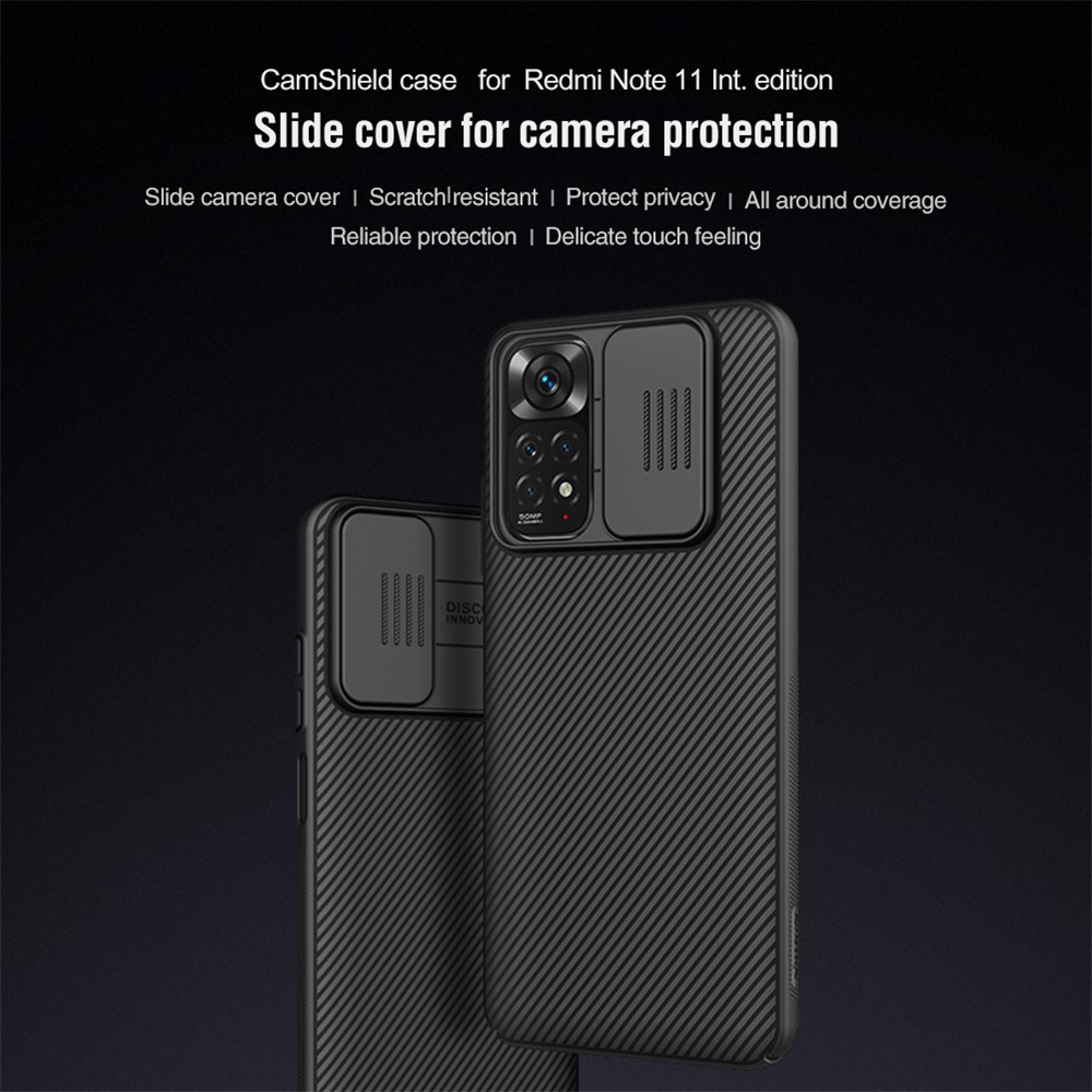 NILLKIN CamShield Hard PC Cover for Xiaomi Redmi Note 11 4G (Qualcomm)/Note 11S 4G, Phone Case with Sliding Camera Protector - Black-4