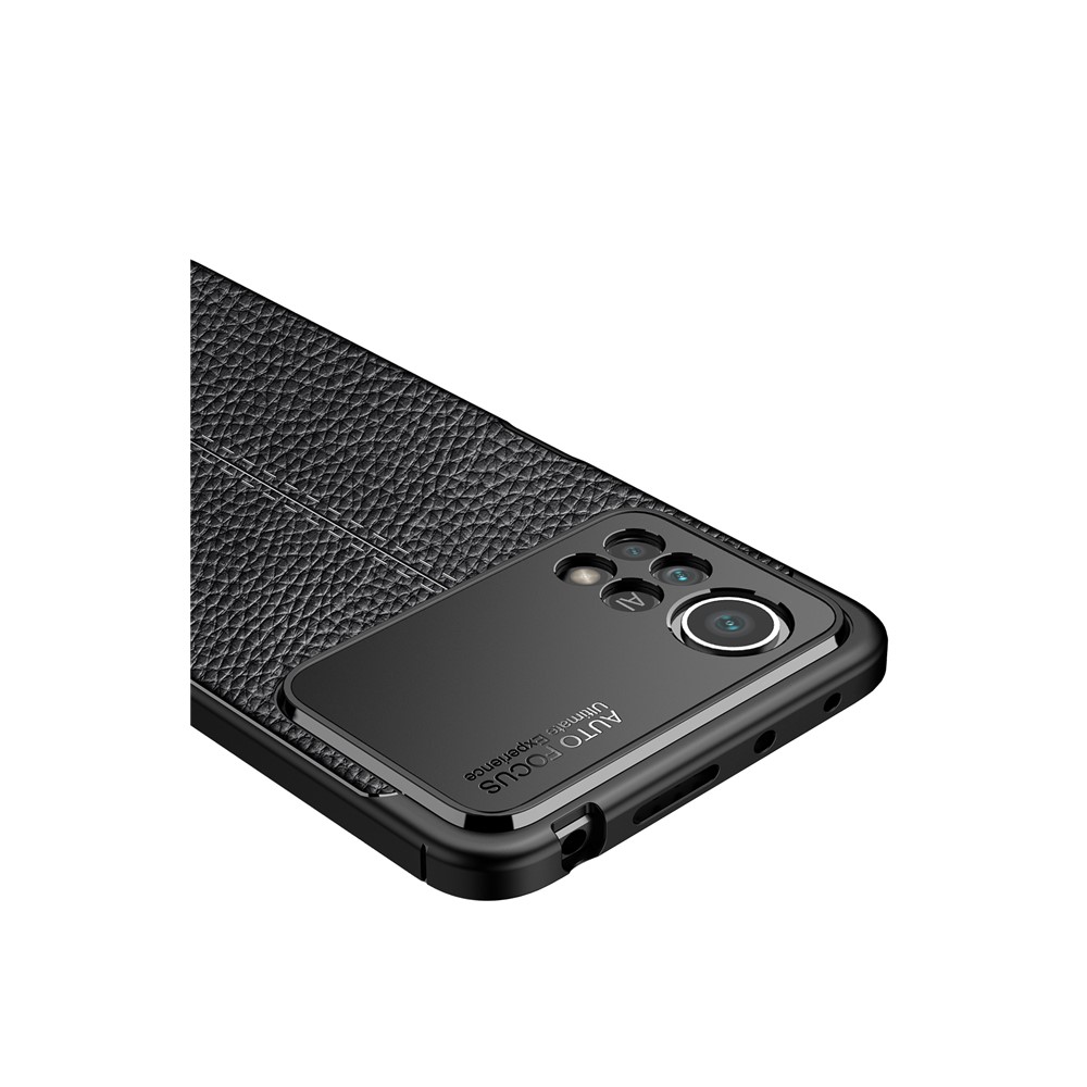 Litchi Texture Soft TPU Case for Xiaomi Poco M4 Pro, Fingerprint-free Mobile Phone Cover - Black-5