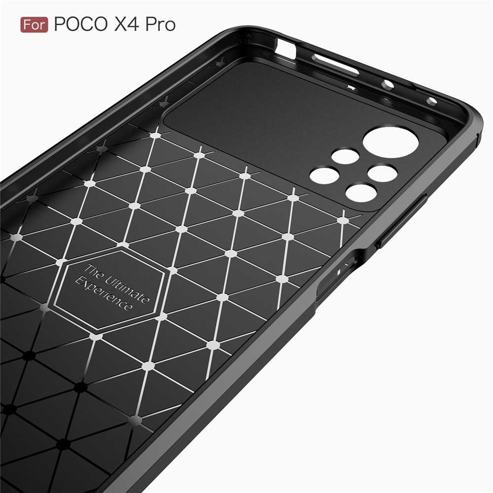 For Xiaomi Poco M4 Pro 4G Carbon Fiber Texture Brushed Surface Anti-scratch Soft TPU Mobile Phone Case Cover - Black-4