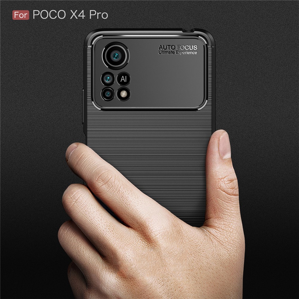 For Xiaomi Poco M4 Pro 4G Carbon Fiber Texture Brushed Surface Anti-scratch Soft TPU Mobile Phone Case Cover - Black-7