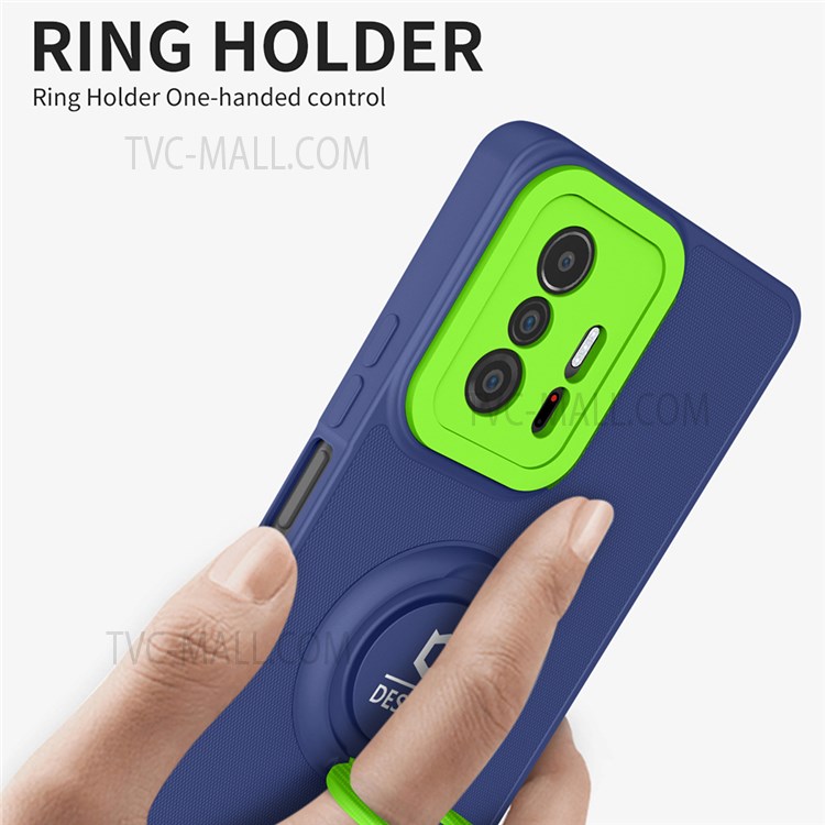 Für Xiaomi 11t/11t Pro Hartpc + Soft TPU Schockdelie -hülle Ring -kickstand Hybrid -deckung - Blau Grün-5