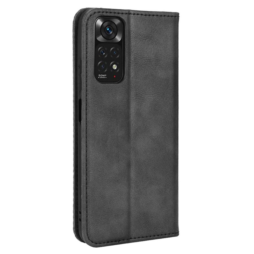 For Xiaomi Redmi Note 11 4G (Qualcomm) / Redmi Note 11S 4G Vintage PU Leather Wallet Phone Case Mosaic Imprinted Magnetic AbsorptionFlip Folio Cover - Black-3