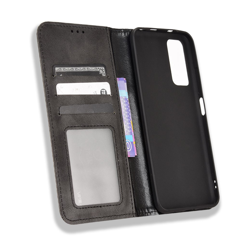 For Xiaomi Redmi Note 11 4G (Qualcomm) / Redmi Note 11S 4G Vintage PU Leather Wallet Phone Case Mosaic Imprinted Magnetic AbsorptionFlip Folio Cover - Black-7