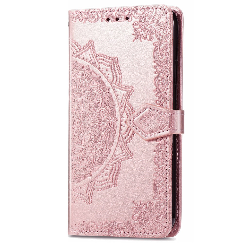 For Xiaomi 12 Pro Mandala Embossing PU Leather Phone Case Stand Wallet Magnetic Closure Cover with Strap - Rose Gold-2