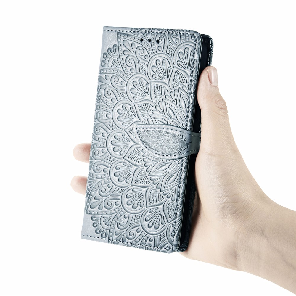 For Xiaomi 12 / 12X PU Leather Dream Wings Pattern Imprinted Wallet Case Magnetic Closure Shockproof Stand Phone Cover with Strap - Grey-8