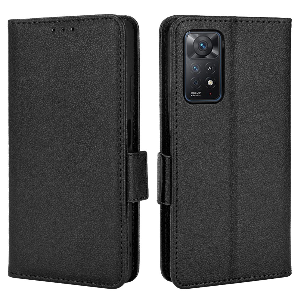 For Xiaomi Redmi Note 11 Pro 4G (MediaTek) / Redmi Note 11 Pro 5G (Qualcomm) / Redmi Note 11E Pro 5G Stylish Litchi Texture PU Leather Flip Wallet Case with Stand Function - Black-1