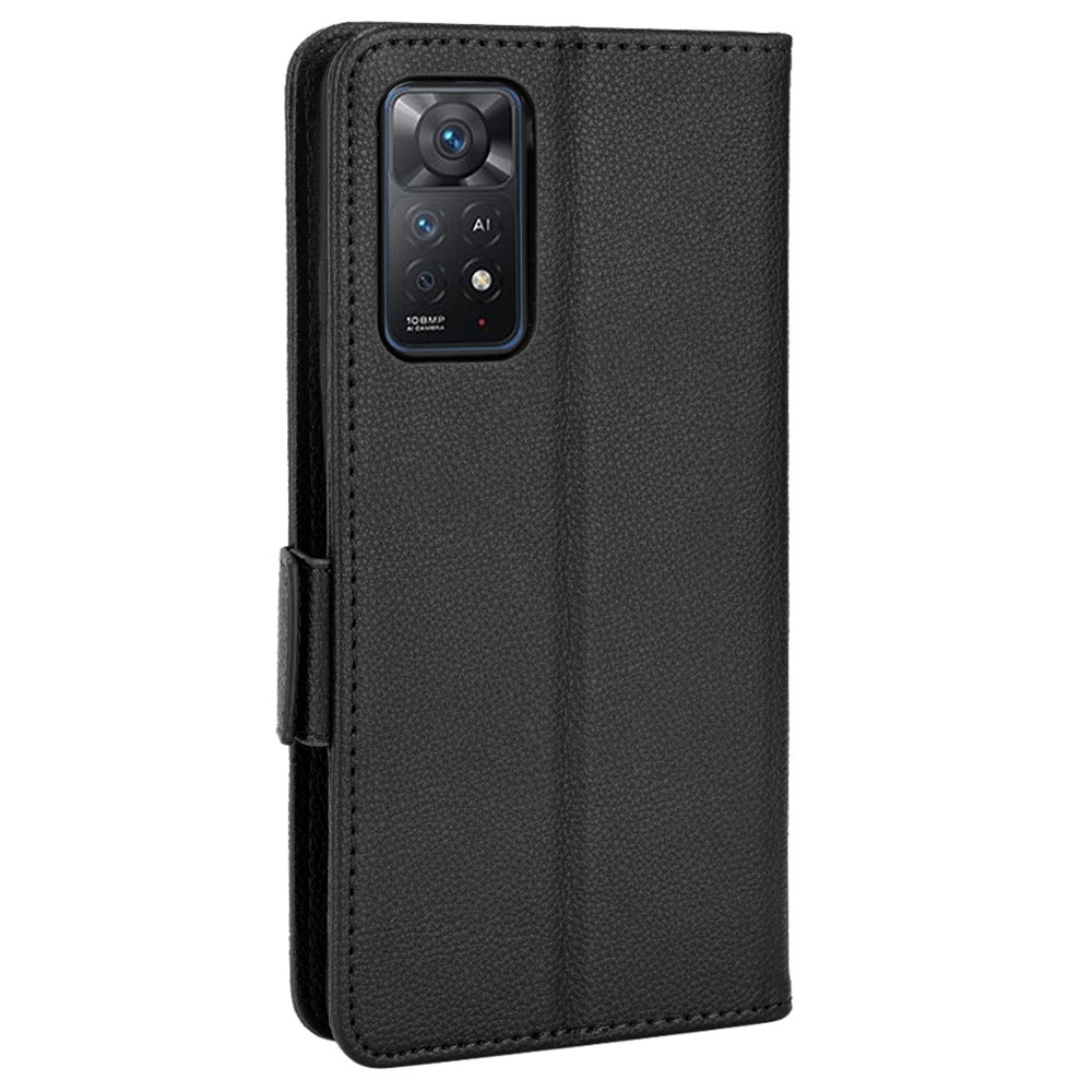 For Xiaomi Redmi Note 11 Pro 4G (MediaTek) / Redmi Note 11 Pro 5G (Qualcomm) / Redmi Note 11E Pro 5G Stylish Litchi Texture PU Leather Flip Wallet Case with Stand Function - Black-3