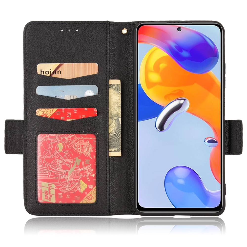 For Xiaomi Redmi Note 11 Pro 4G (MediaTek) / Redmi Note 11 Pro 5G (Qualcomm) / Redmi Note 11E Pro 5G Stylish Litchi Texture PU Leather Flip Wallet Case with Stand Function - Black-4