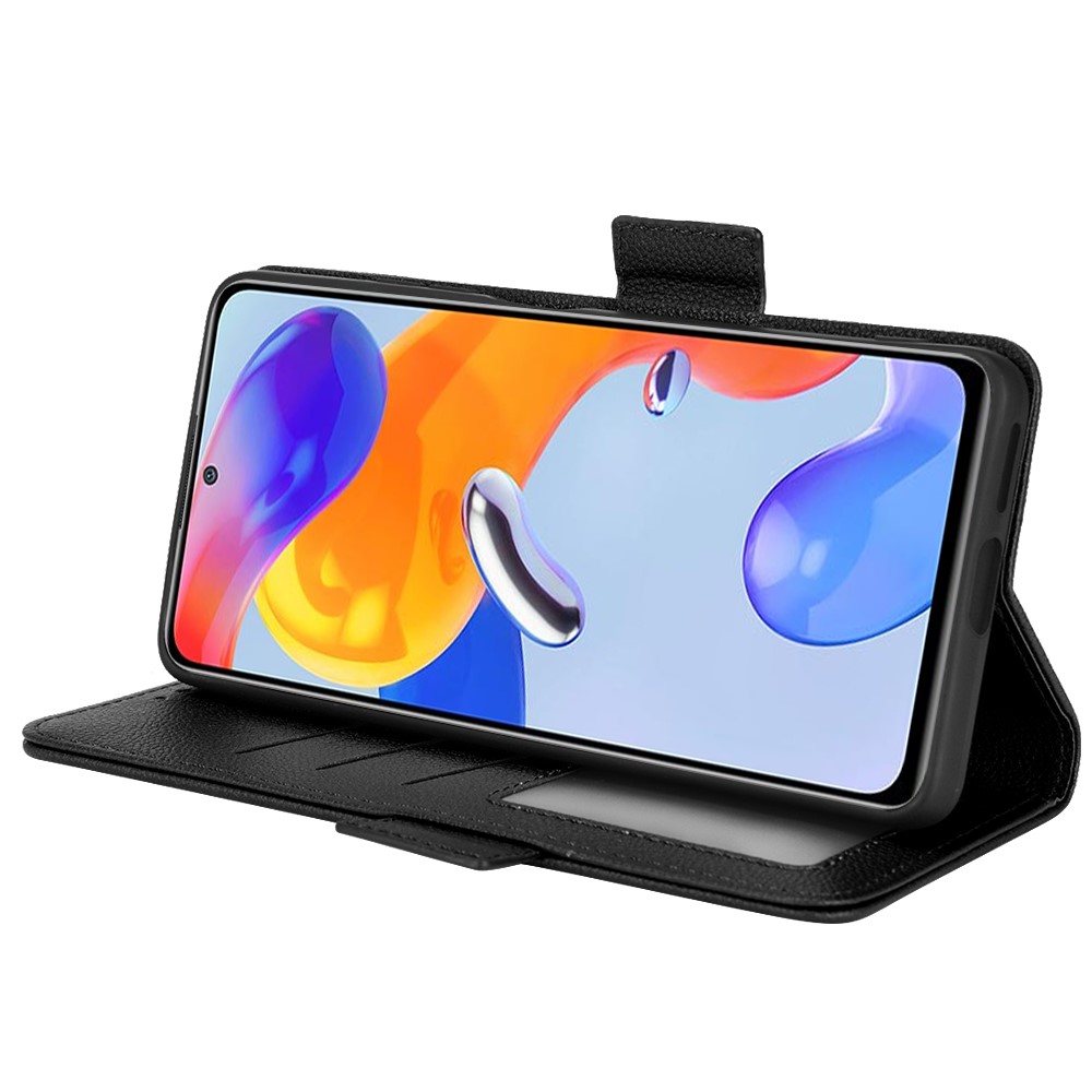 For Xiaomi Redmi Note 11 Pro 4G (MediaTek) / Redmi Note 11 Pro 5G (Qualcomm) / Redmi Note 11E Pro 5G Stylish Litchi Texture PU Leather Flip Wallet Case with Stand Function - Black-5