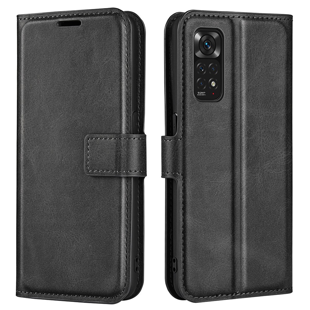 For Xiaomi Redmi Note 11 4G (Qualcomm) / Redmi Note 11S 4G Full Protection Textured PU Leather Wallet Case Stand Magnetic Folio Phone Cover - Black-1