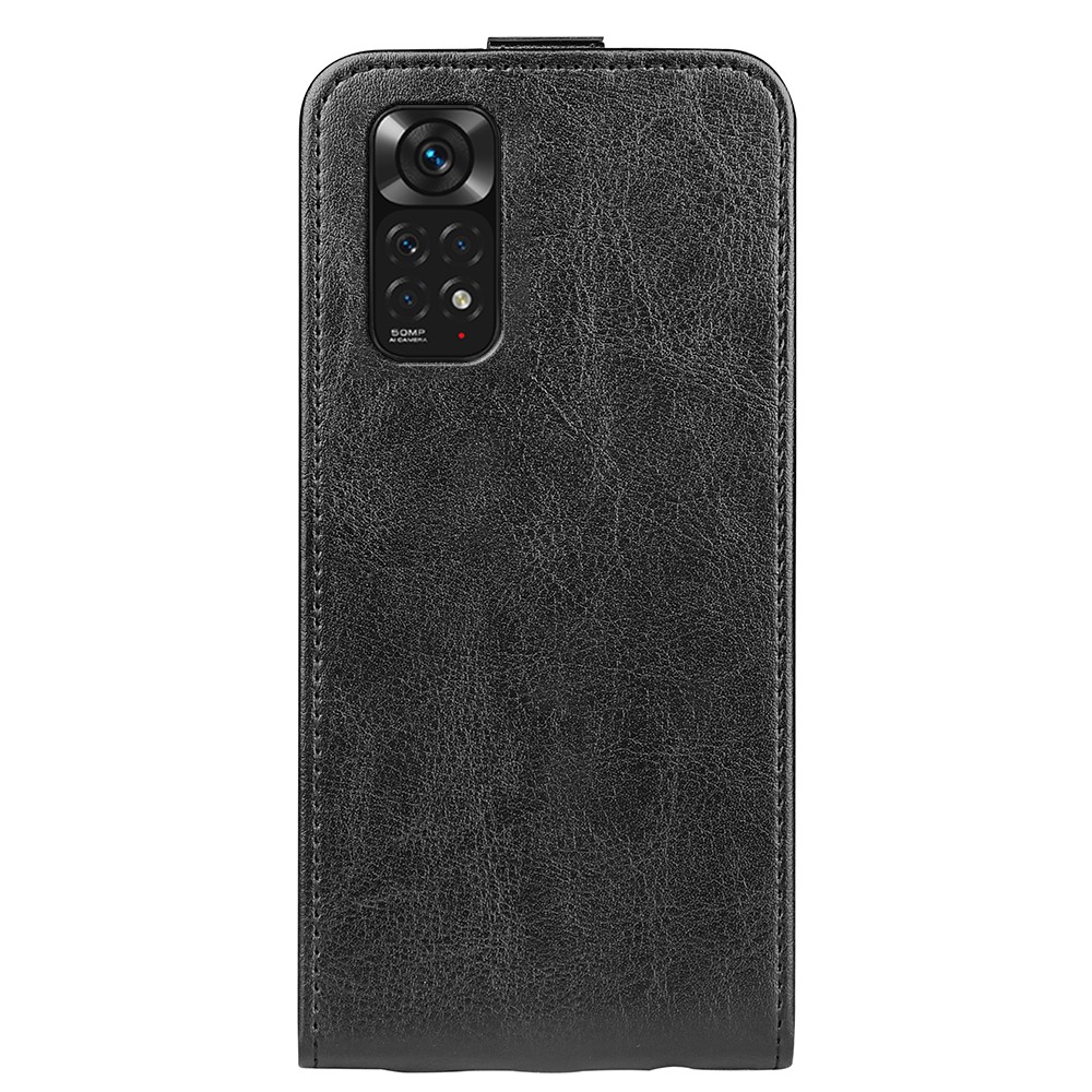 For Xiaomi Redmi Note 11 4G (Qualcomm) / Redmi Note 11S 4G Crazy Horse Texture Vertical Flip Case PU Leather Folio Up-Down Open Protective Cover with Card Slot - Black-3