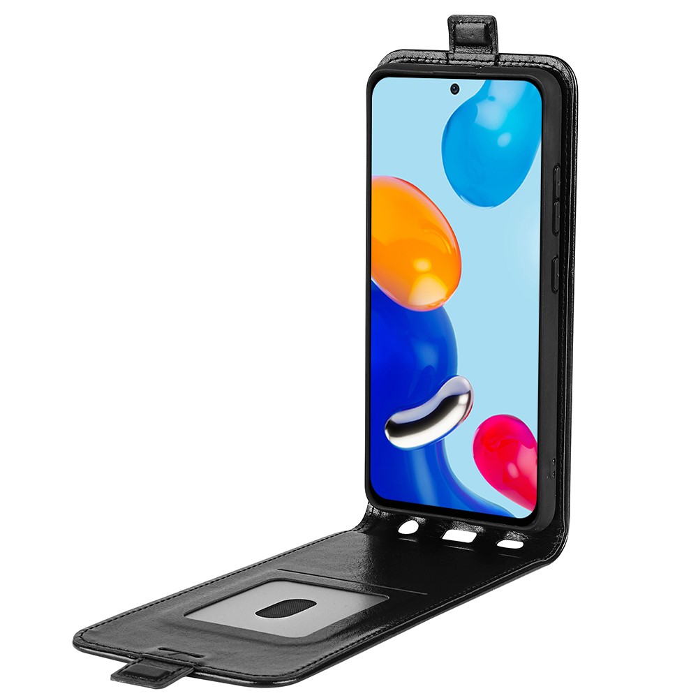 For Xiaomi Redmi Note 11 4G (Qualcomm) / Redmi Note 11S 4G Crazy Horse Texture Vertical Flip Case PU Leather Folio Up-Down Open Protective Cover with Card Slot - Black-4
