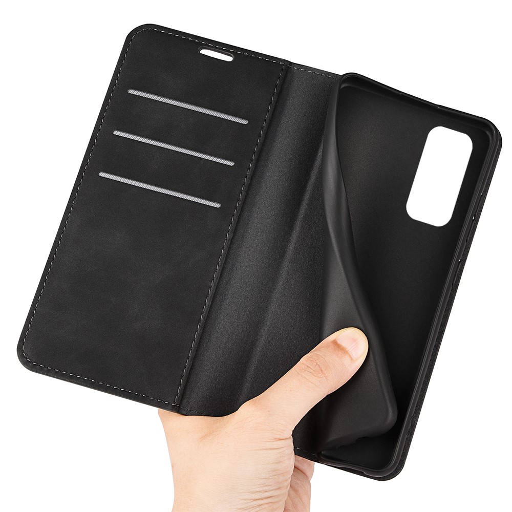 For Xiaomi Redmi Note 11 4G (Qualcomm) / Redmi Note 11S 4G Skin-touch Feeling PU Leather Phone Case Flip Wallet Magnetic Auto-absorbed Stand Cover - Black-7