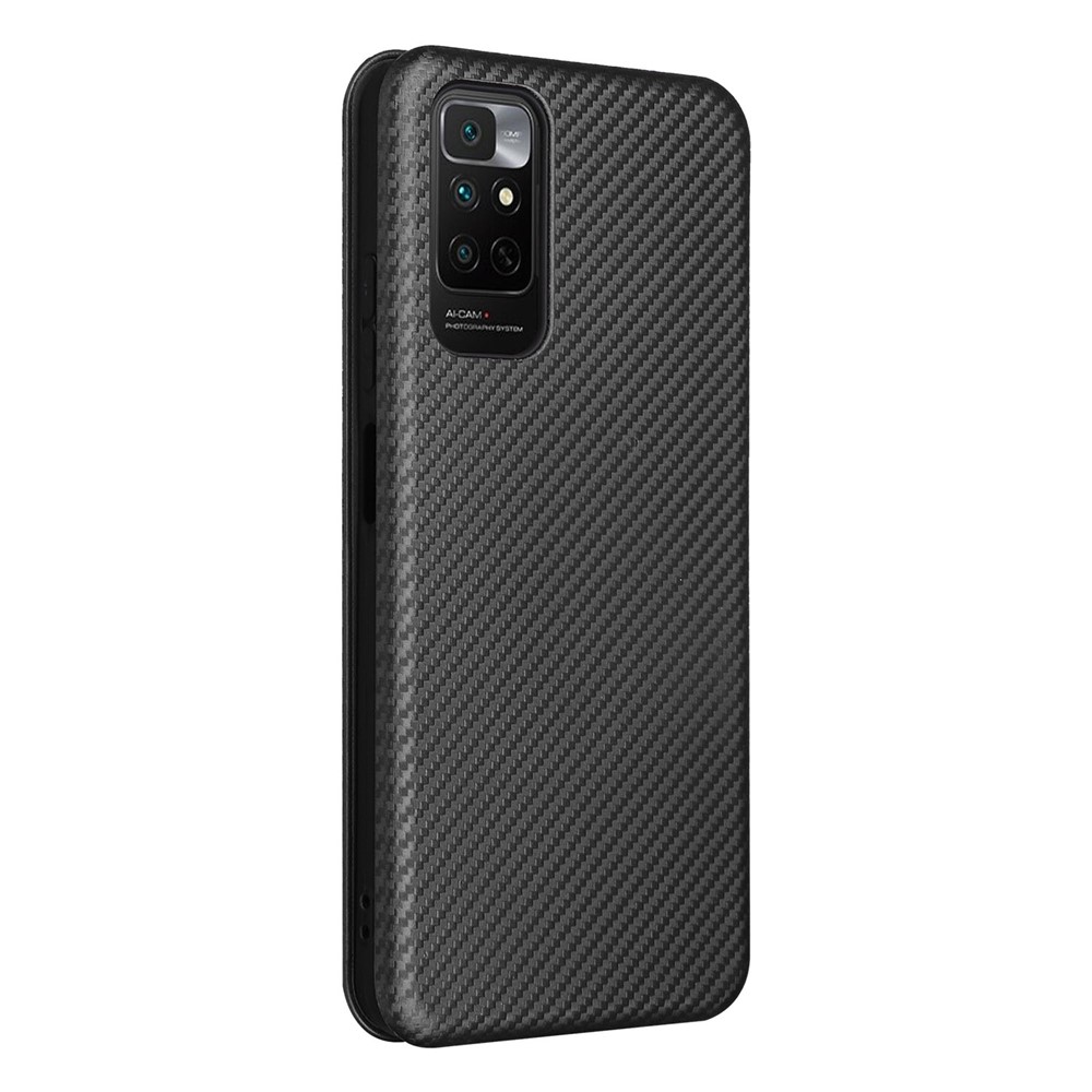 For Xiaomi Redmi Note 11S 4G / Redmi Note 11 4G (Qualcomm) Carbon Fiber Texture PU Leather Case Magnetic Horizontal Flip Stand Cover with Card Slot - Black-3