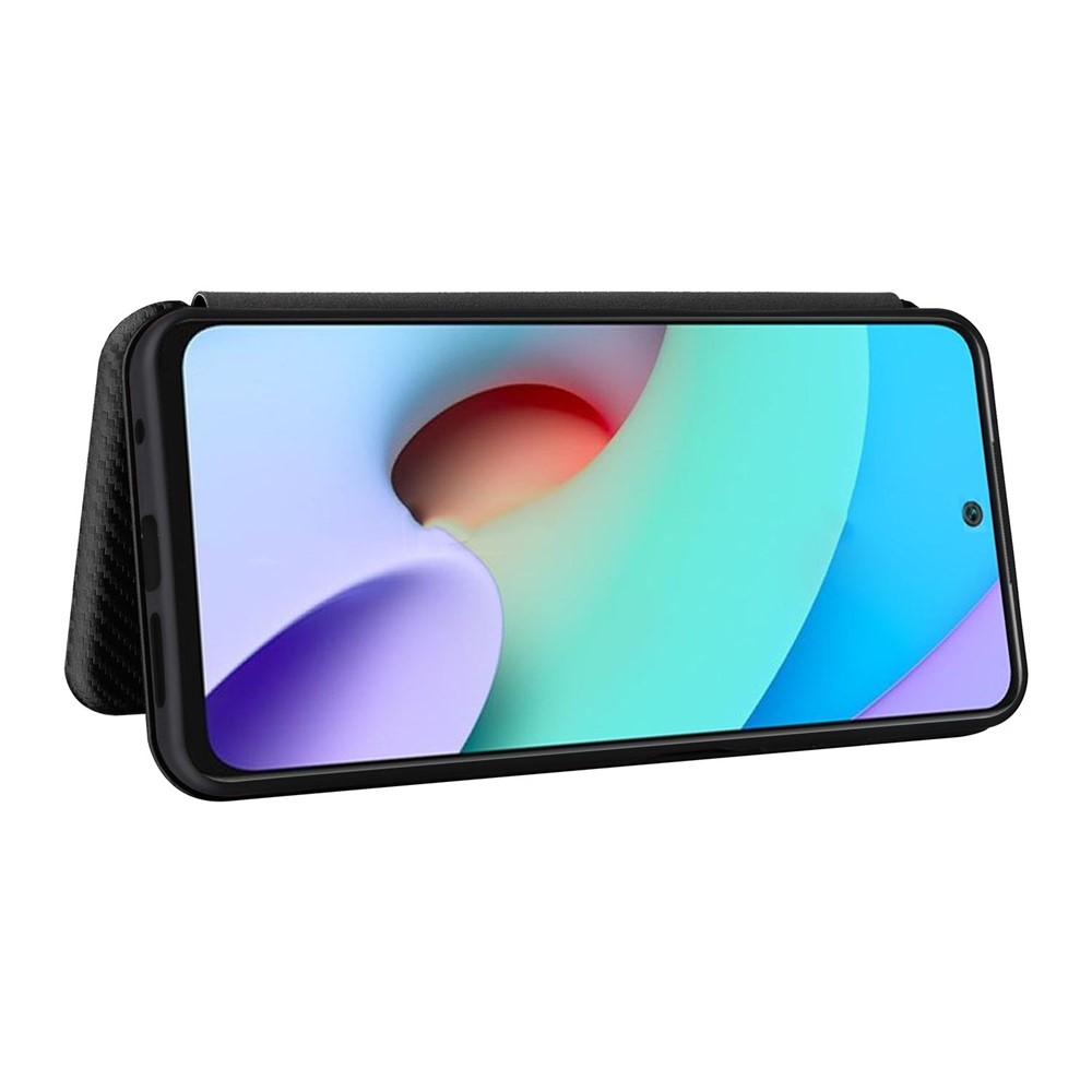 For Xiaomi Redmi Note 11S 4G / Redmi Note 11 4G (Qualcomm) Carbon Fiber Texture PU Leather Case Magnetic Horizontal Flip Stand Cover with Card Slot - Black-6