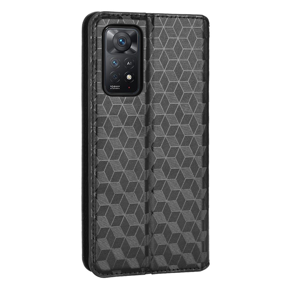 For Xiaomi Redmi Note 11 Pro 4G (MediaTek)/Note 11 Pro 5G (Qualcomm)/Note 11E Pro 5G Imprinted Rhombus Wallet Case Foldable Stand Leather Phone Cover - Black-9