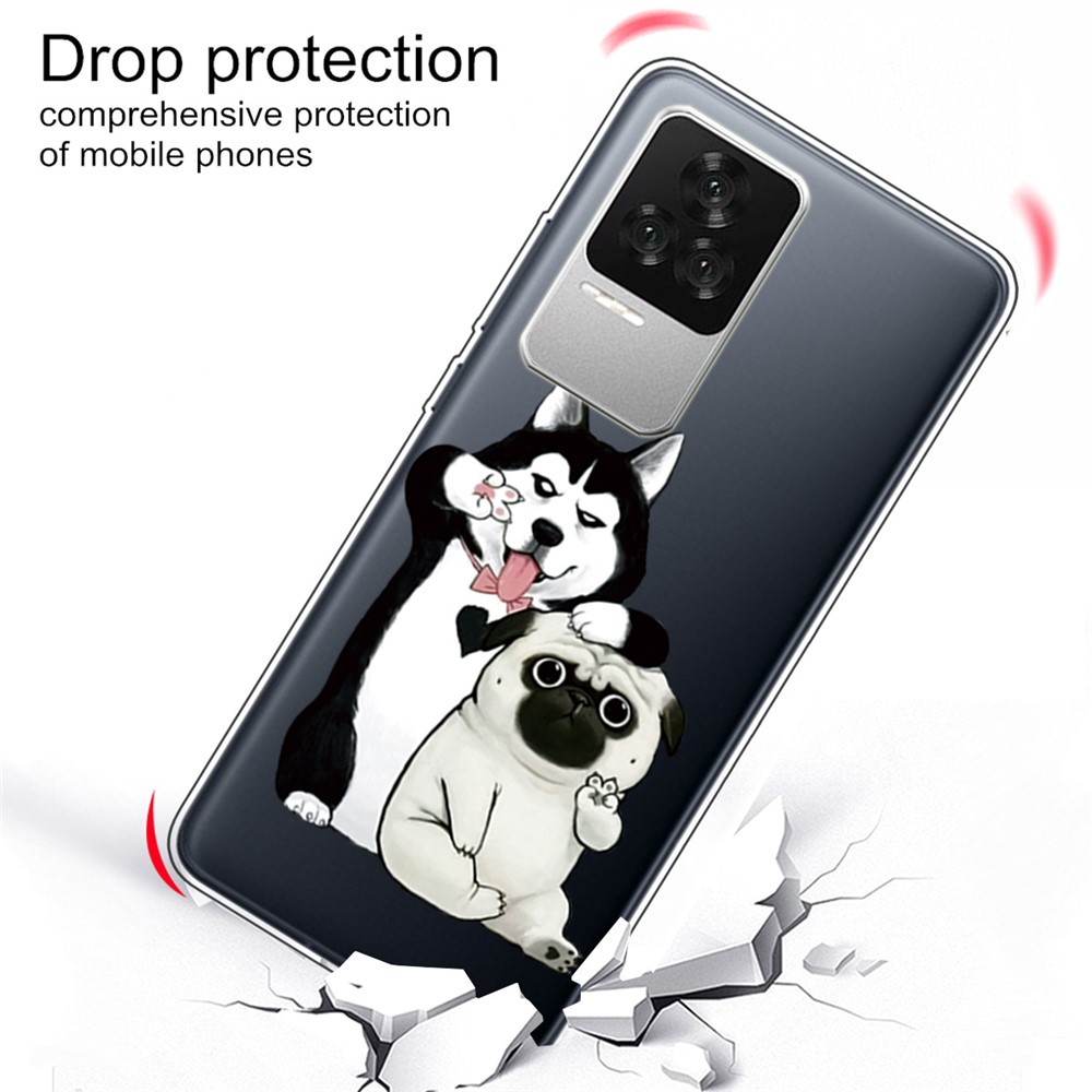 For Xiaomi Redmi K50 Pro Pattern Printing Design Case Flexible TPU Stylish IMD Anti-Scratch Shockproof Protective Cover - Two Dogs-3