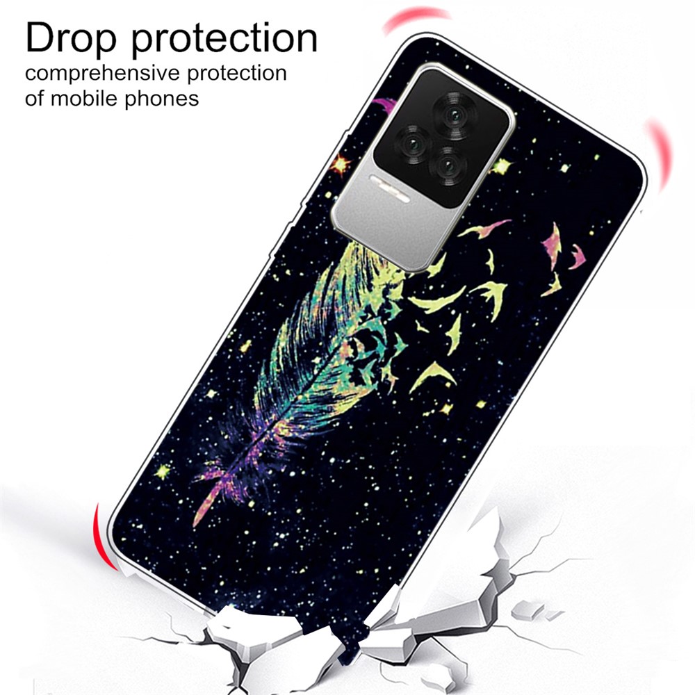 For Xiaomi Redmi K50 Pro Stylish IMD Pattern Printing Back Case Soft TPU Shock-Absorbing Cover - Feather-3