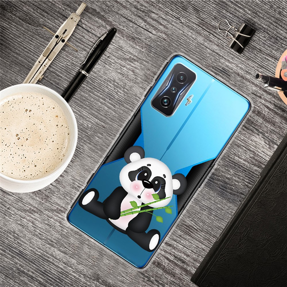 For Xiaomi Poco F4 GT / Redmi K50 Gaming Pattern Printing Phone Case IMD Flexible TPU Shockproof Protective Cover - Panda with Bamboo-2